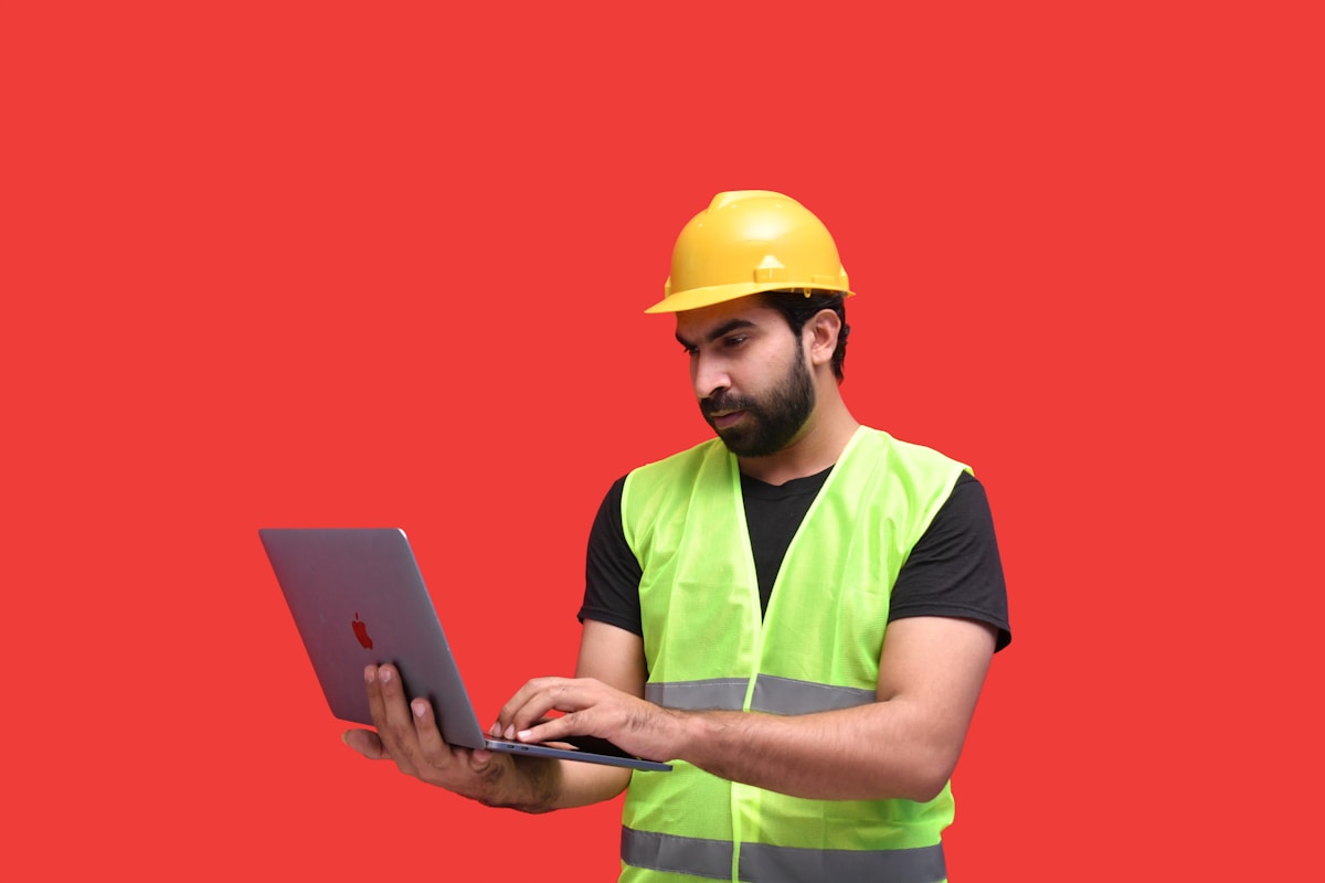 Independent contractor working with documents at desk